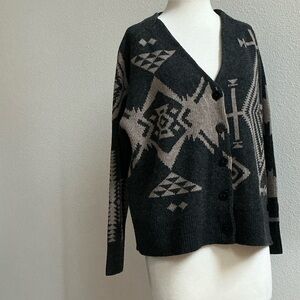 Pendleton Black and Gray Geometric Cardigan
